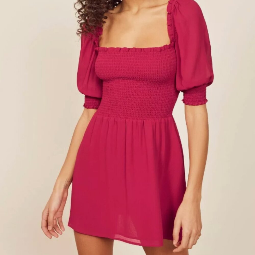 Reformation Elle Smocked Minidress